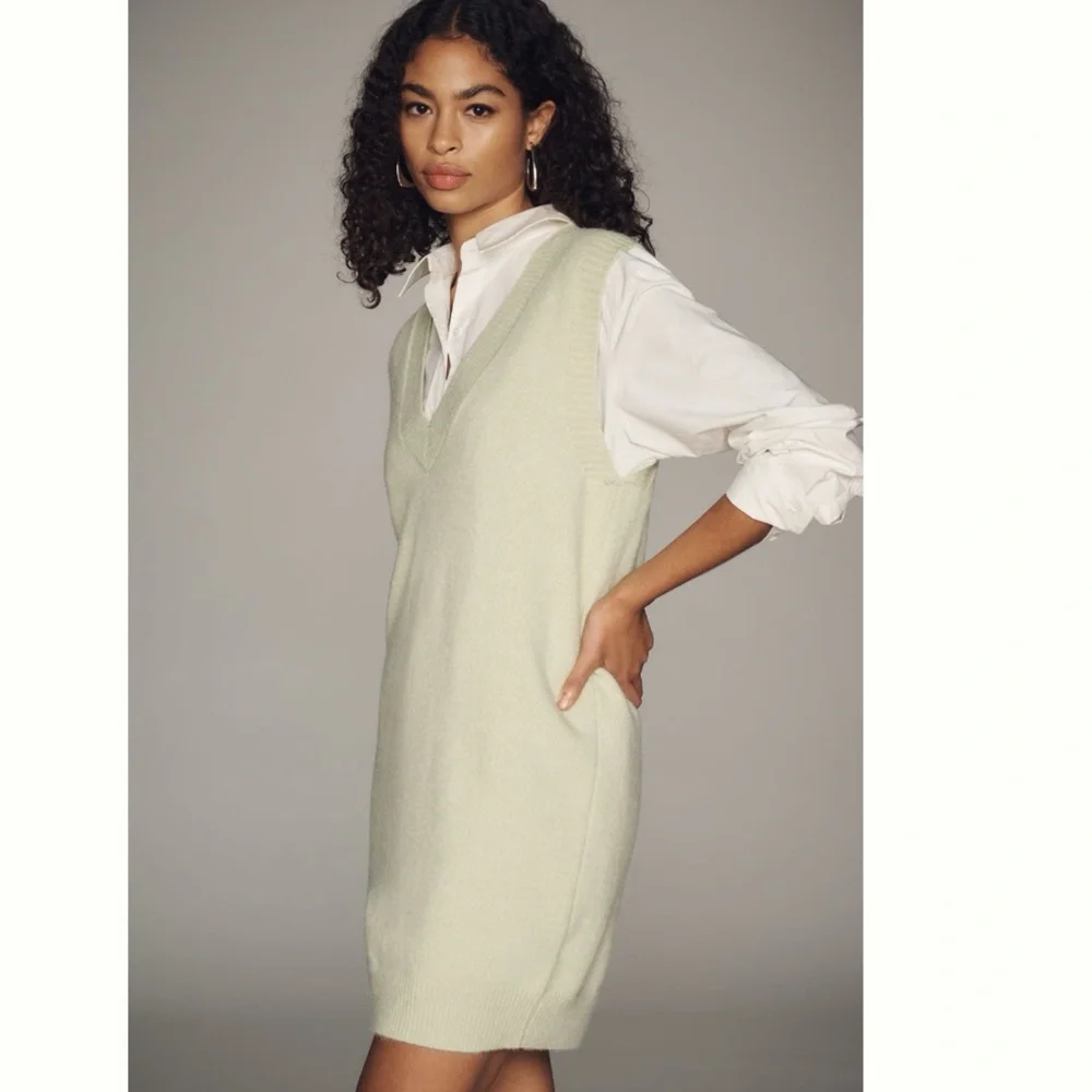 NWT Anthropologie Sunday in Brooklyn Sweater Vest Cozy Soft Mini Dress, M - Picture 3 of 17